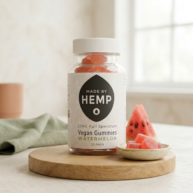 Made By Hemp Watermelon flavor full-spectrum vegan CBD gummies bottle